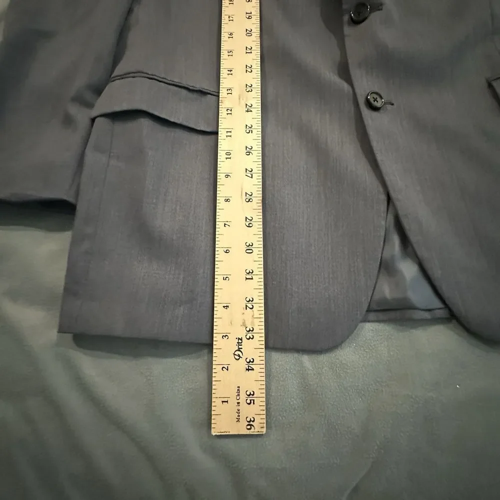 Ralph Lauren Suit Jacket Men's 48L 100% Wool 2 Piece Pleated Pants 37x30.5 Gray